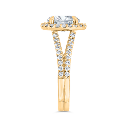 14K Yellow Gold Oval Cut Diamond Engagement Ring (Semi-Mount)