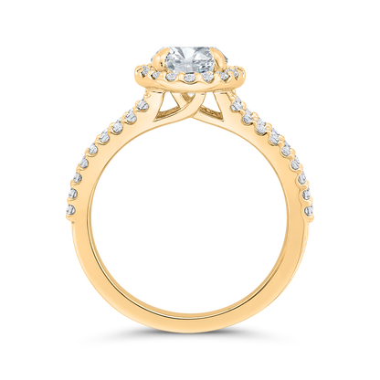 14K Yellow Gold Oval Cut Diamond Engagement Ring (Semi-Mount)