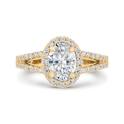 14K Yellow Gold Oval Cut Diamond Engagement Ring (Semi-Mount)