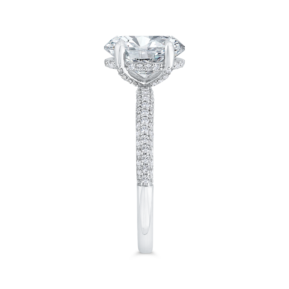 14K White Gold Oval Cut Diamond Engagement Ring (Semi-Mount)