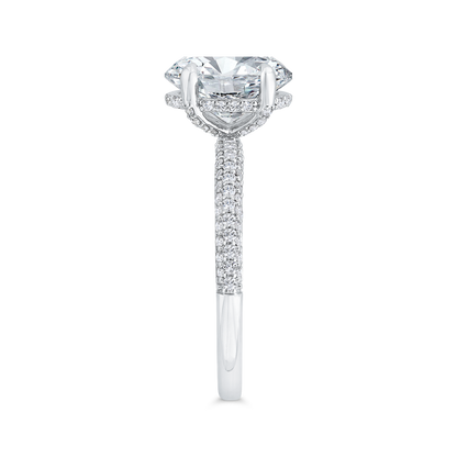 14K White Gold Oval Cut Diamond Engagement Ring (Semi-Mount)