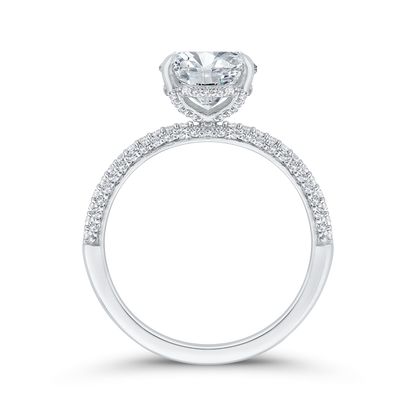 14K White Gold Oval Cut Diamond Engagement Ring (Semi-Mount)