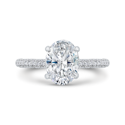 14K White Gold Oval Cut Diamond Engagement Ring (Semi-Mount)