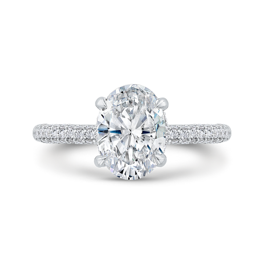 14K White Gold Oval Cut Diamond Engagement Ring (Semi-Mount)