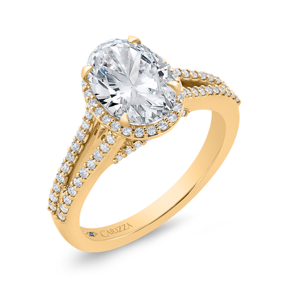 14K Yellow Gold Oval Cut Diamond Engagement Ring (Semi-Mount)
