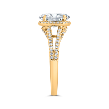 14K Yellow Gold Oval Cut Diamond Engagement Ring (Semi-Mount)