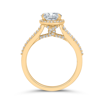 14K Yellow Gold Oval Cut Diamond Engagement Ring (Semi-Mount)