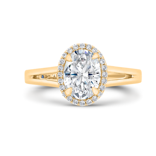 14K Yellow Gold Oval Cut Diamond Engagement Ring (Semi-Mount)