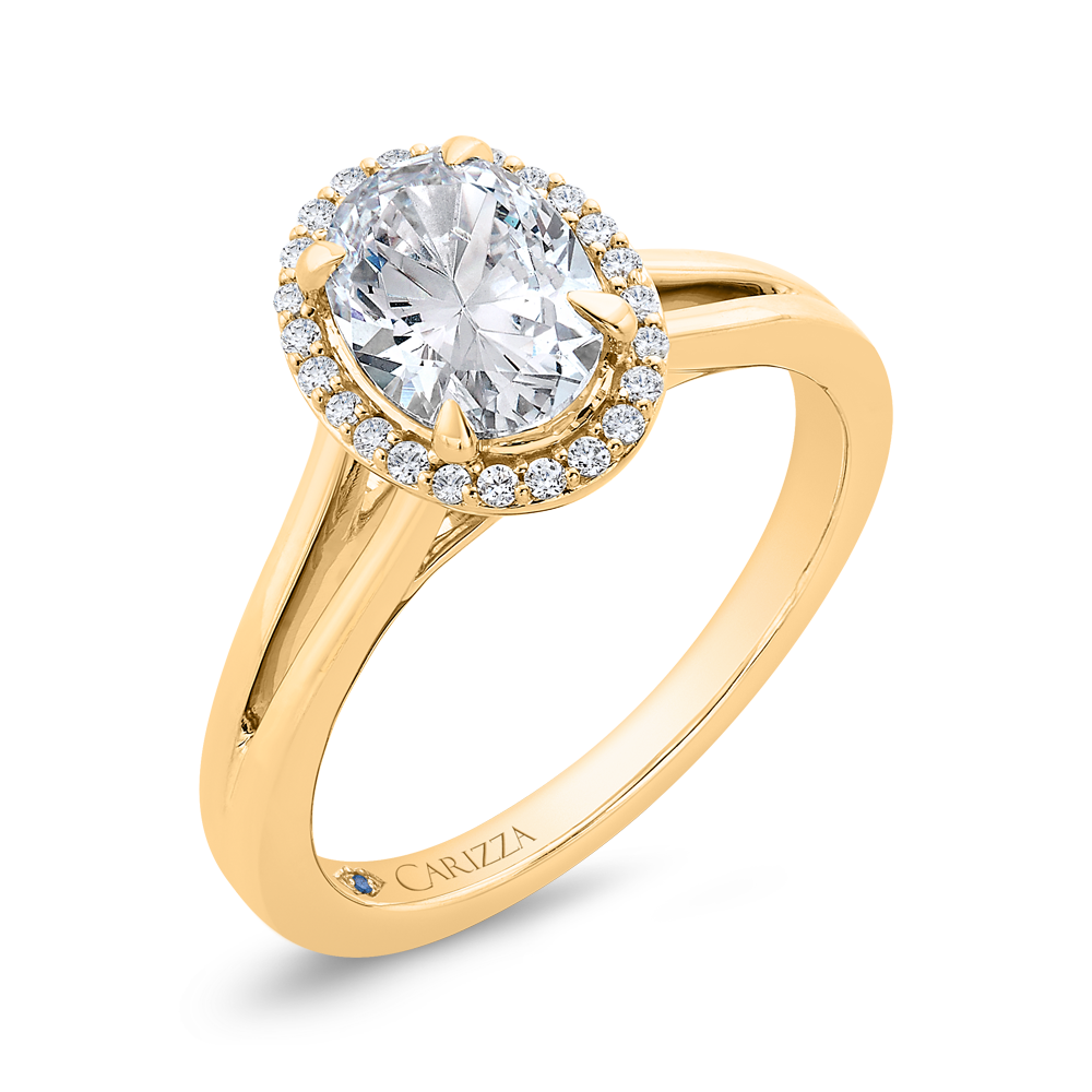 14K Yellow Gold Oval Cut Diamond Engagement Ring (Semi-Mount)