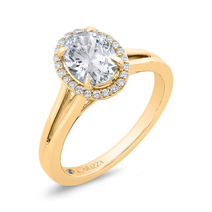 14K Yellow Gold Oval Cut Diamond Engagement Ring (Semi-Mount)
