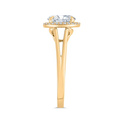14K Yellow Gold Oval Cut Diamond Engagement Ring (Semi-Mount)