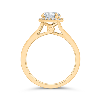14K Yellow Gold Oval Cut Diamond Engagement Ring (Semi-Mount)