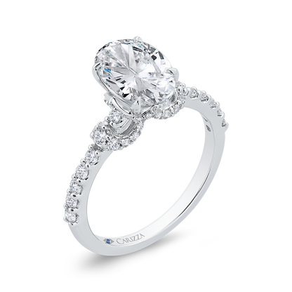 14K White Gold Oval Cut Diamond Engagement Ring (Semi-Mount)