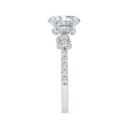 14K White Gold Oval Cut Diamond Engagement Ring (Semi-Mount)