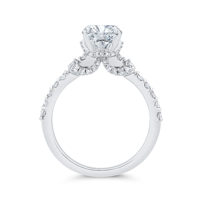 14K White Gold Oval Cut Diamond Engagement Ring (Semi-Mount)
