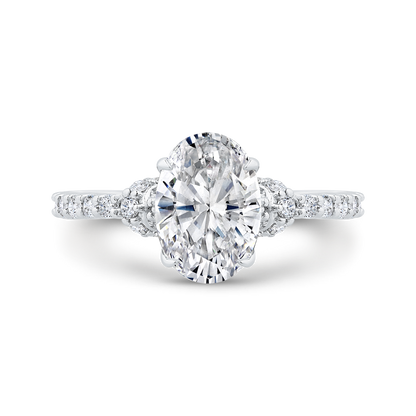 14K White Gold Oval Cut Diamond Engagement Ring (Semi-Mount)