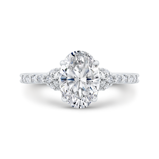 14K White Gold Oval Cut Diamond Engagement Ring (Semi-Mount)