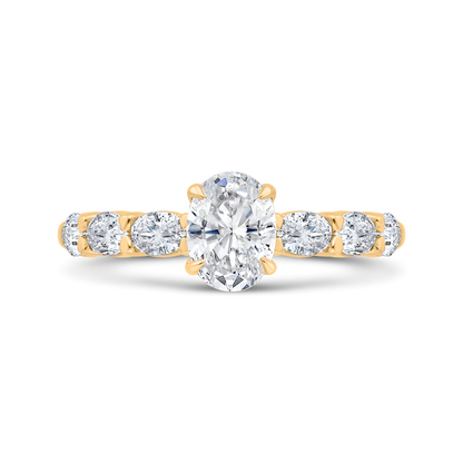 14K Yellow Gold Oval Cut Diamond Engagement Ring (Semi-Mount)