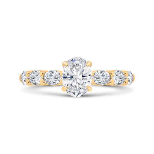 14K Yellow Gold Oval Cut Diamond Engagement Ring (Semi-Mount)