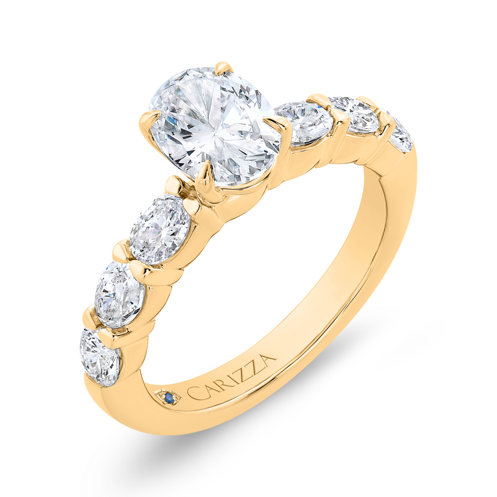 14K Yellow Gold Oval Cut Diamond Engagement Ring (Semi-Mount)