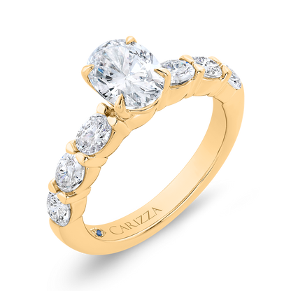 14K Yellow Gold Oval Cut Diamond Engagement Ring (Semi-Mount)