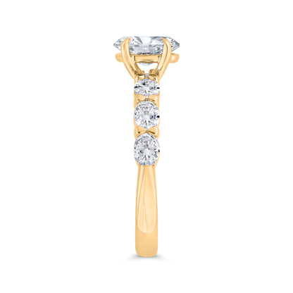14K Yellow Gold Oval Cut Diamond Engagement Ring (Semi-Mount)