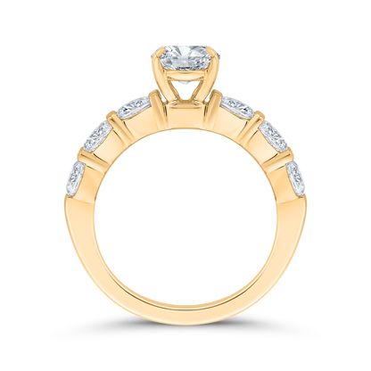 14K Yellow Gold Oval Cut Diamond Engagement Ring (Semi-Mount)