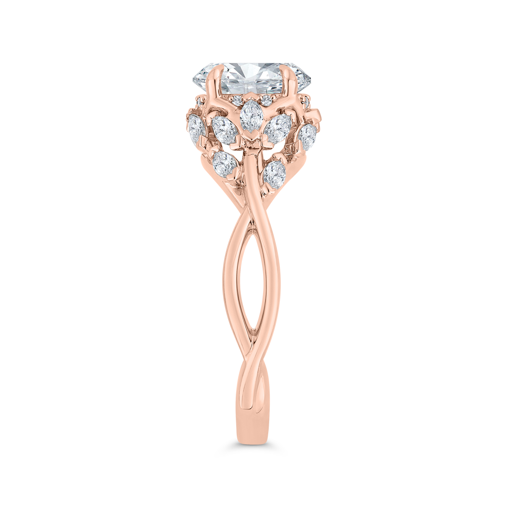 14K Rose Gold Oval Cut Diamond Engagement Ring (Semi-Mount)