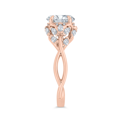 14K Rose Gold Oval Cut Diamond Engagement Ring (Semi-Mount)