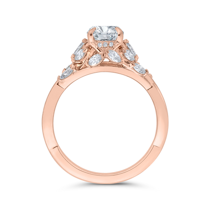 14K Rose Gold Oval Cut Diamond Engagement Ring (Semi-Mount)