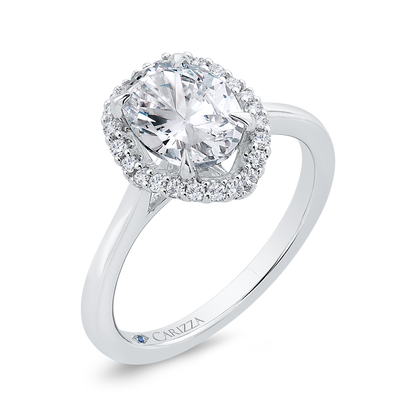 14K White Gold Oval Cut Diamond Engagement Ring (Semi-Mount)