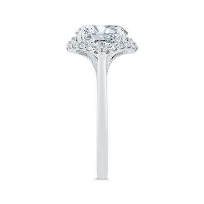 14K White Gold Oval Cut Diamond Engagement Ring (Semi-Mount)