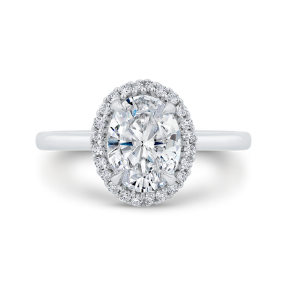 14K White Gold Oval Cut Diamond Engagement Ring (Semi-Mount)