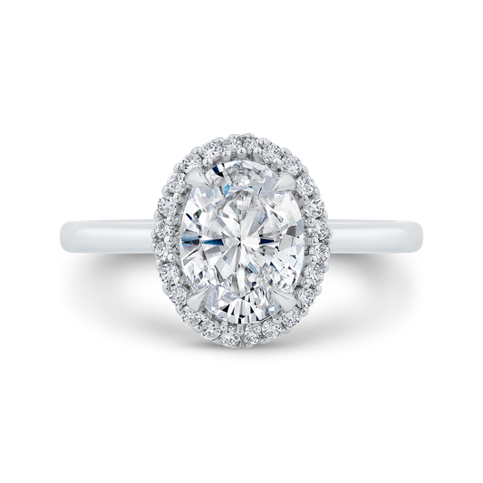 14K White Gold Oval Cut Diamond Engagement Ring (Semi-Mount)
