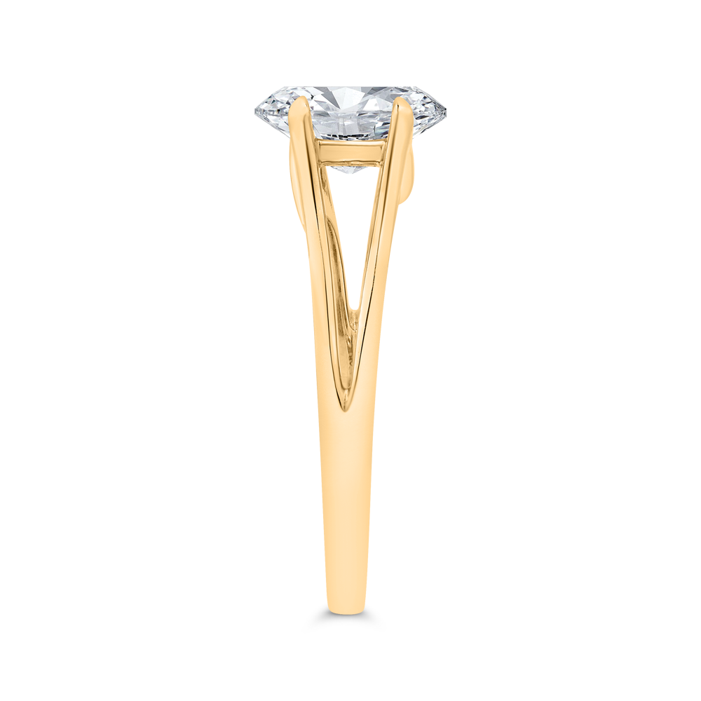 14K Yellow Gold Oval Cut Diamond Solitaire Engagement Ring (Semi-Mount)