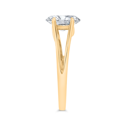 14K Yellow Gold Oval Cut Diamond Solitaire Engagement Ring (Semi-Mount)