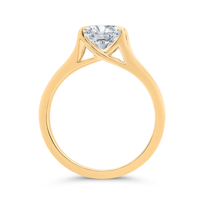 14K Yellow Gold Oval Cut Diamond Solitaire Engagement Ring (Semi-Mount)