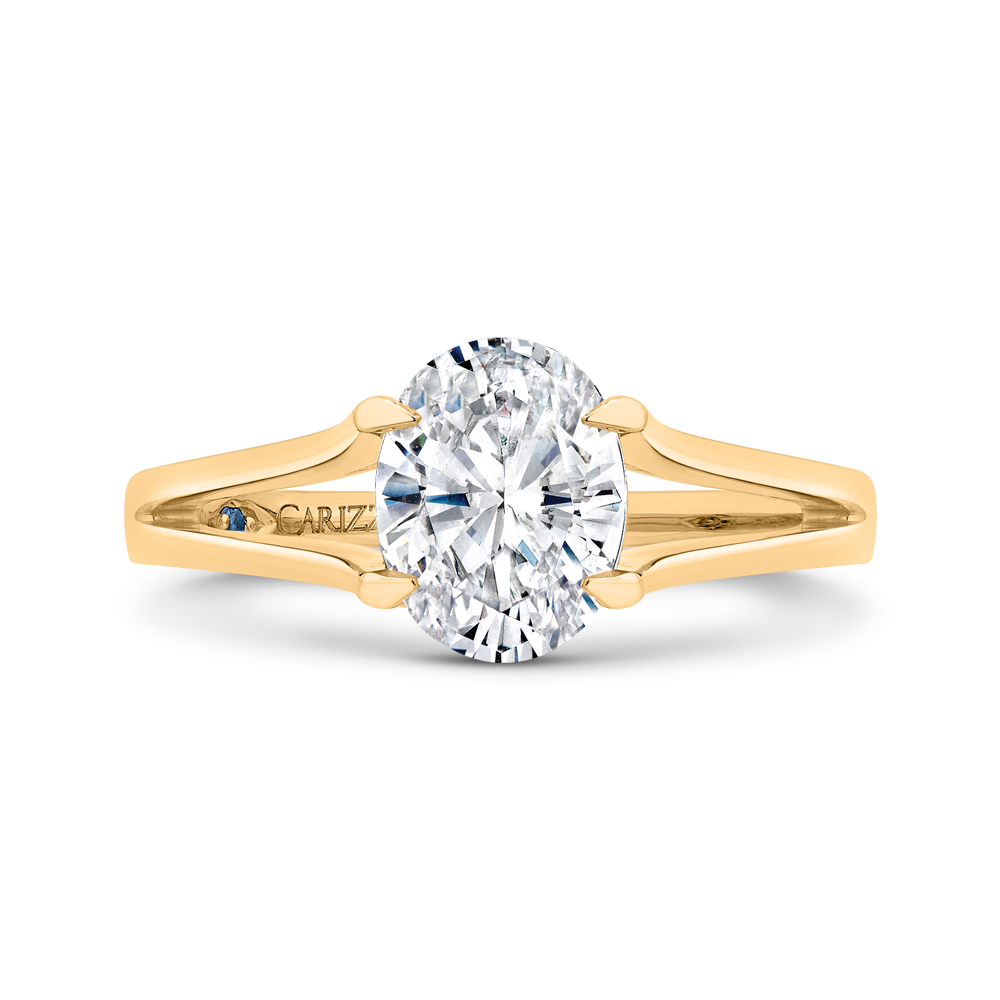 14K Yellow Gold Oval Cut Diamond Solitaire Engagement Ring (Semi-Mount)