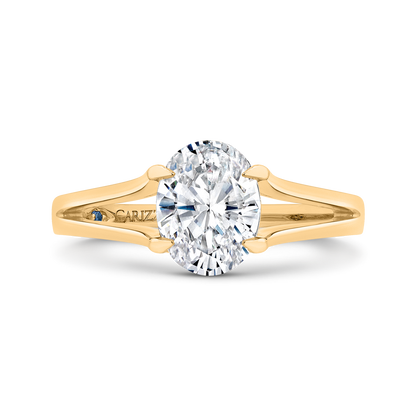 14K Yellow Gold Oval Cut Diamond Solitaire Engagement Ring (Semi-Mount)