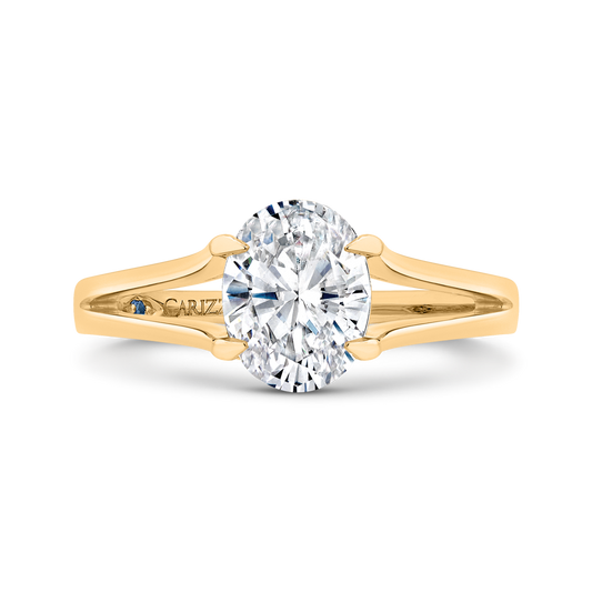 14K Yellow Gold Oval Cut Diamond Solitaire Engagement Ring (Semi-Mount)