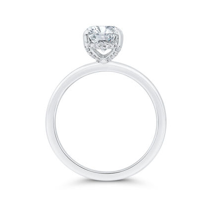 14K White Gold Oval Cut Diamond Solitaire Engagement Ring (Semi-Mount)