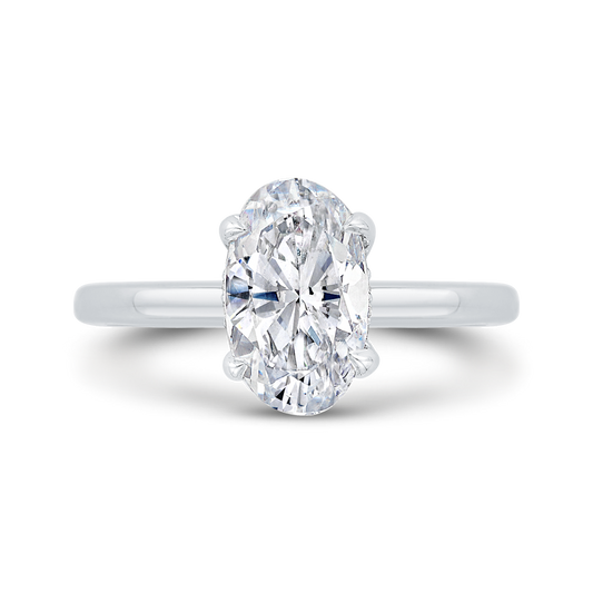 14K White Gold Oval Cut Diamond Solitaire Engagement Ring (Semi-Mount)