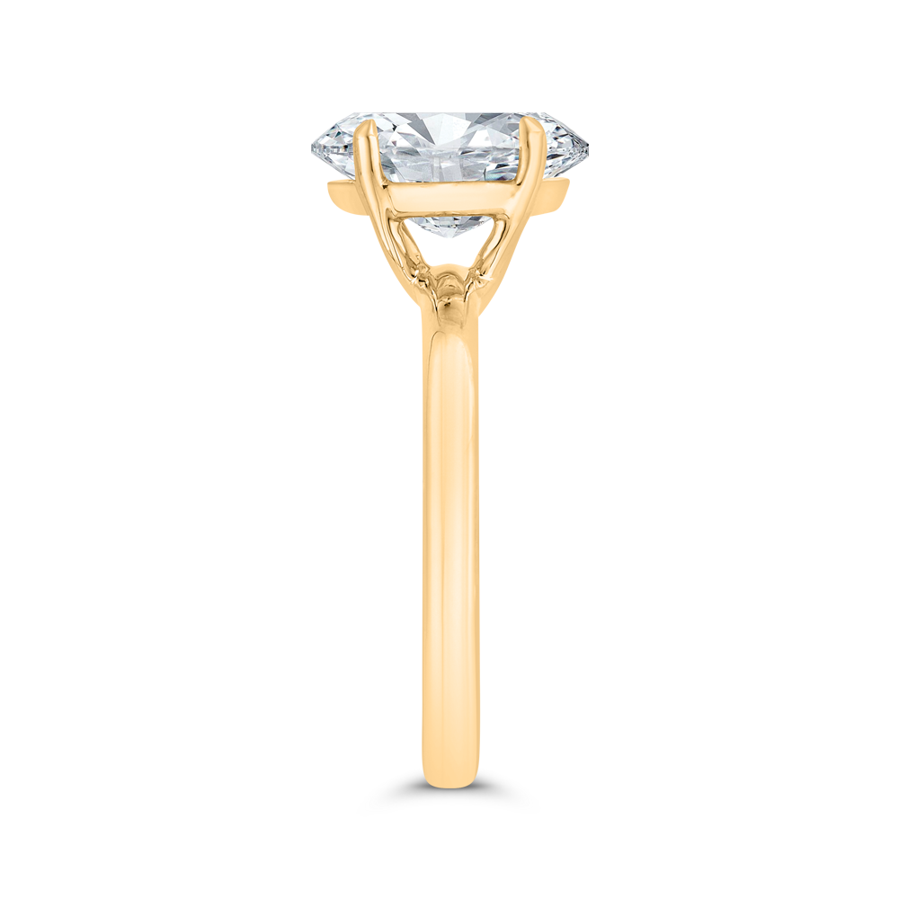 14K Yellow Gold Oval Cut Diamond Solitaire Engagement Ring (Semi-Mount)