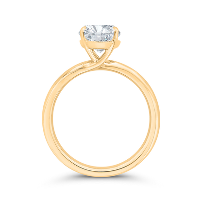 14K Yellow Gold Oval Cut Diamond Solitaire Engagement Ring (Semi-Mount)