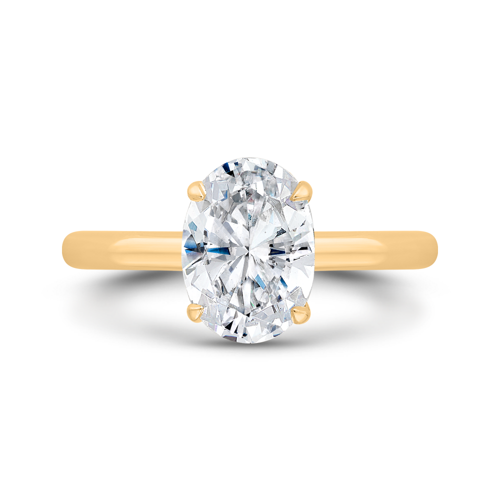 14K Yellow Gold Oval Cut Diamond Solitaire Engagement Ring (Semi-Mount)