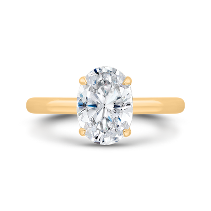 14K Yellow Gold Oval Cut Diamond Solitaire Engagement Ring (Semi-Mount)