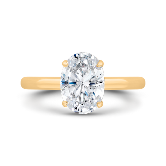14K Yellow Gold Oval Cut Diamond Solitaire Engagement Ring (Semi-Mount)