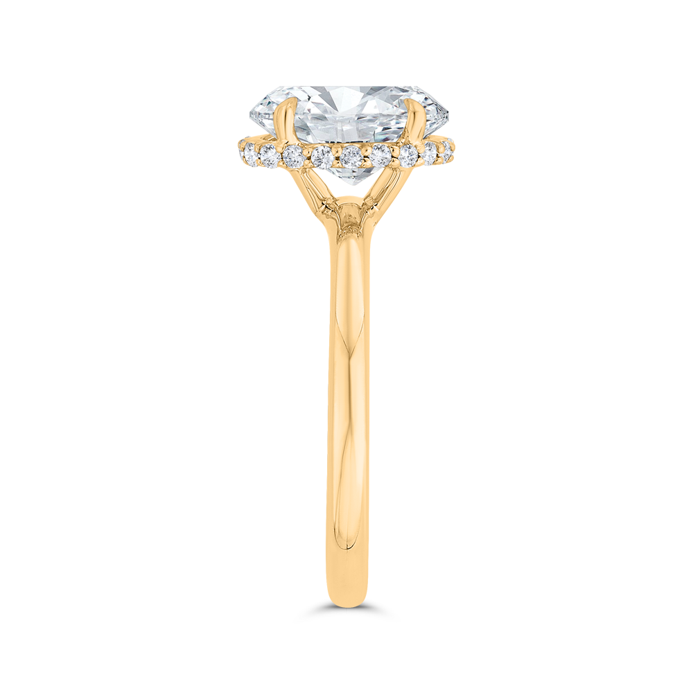 14K Yellow Gold Oval Cut Diamond Solitaire Engagement Ring (Semi-Mount)