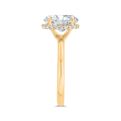 14K Yellow Gold Oval Cut Diamond Solitaire Engagement Ring (Semi-Mount)