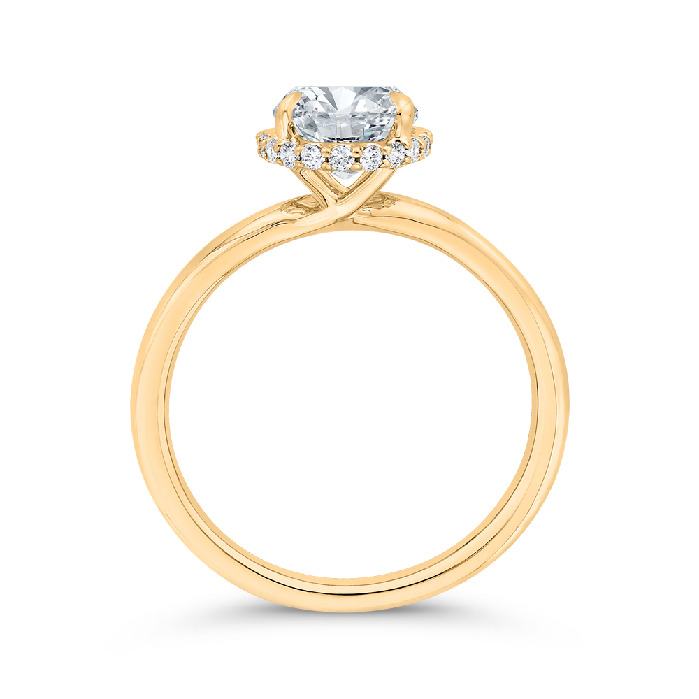 14K Yellow Gold Oval Cut Diamond Solitaire Engagement Ring (Semi-Mount)